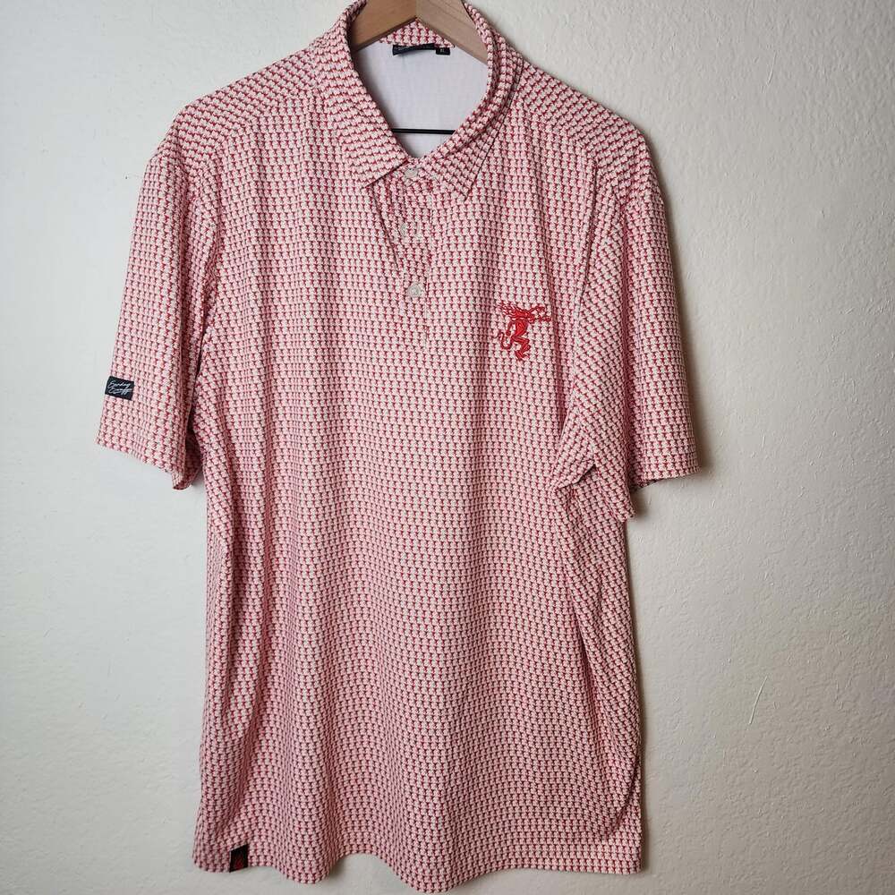 Sunday Swagger Polo Shirt Mens XL Fireball Print Golf Performance Stretch